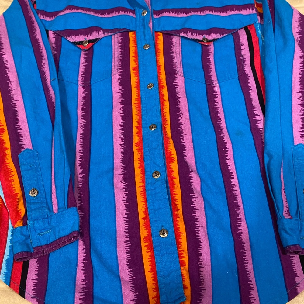 Rodeo Vintage Colorful Striped Button-Up Shirt